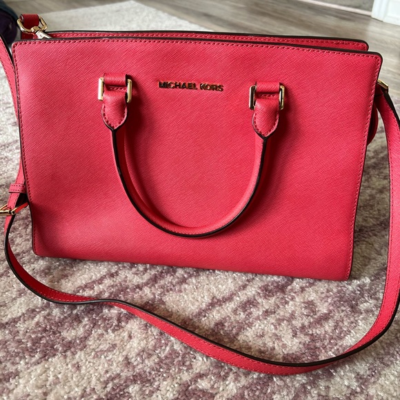 Michael Kors Selma Satchel- Pink/Red - Picture 2 of 7